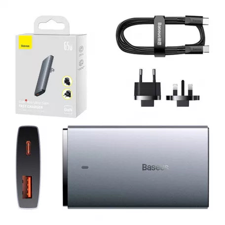 Baseus Ultra Slim Fast Charger 65W with cable c to c 100w
