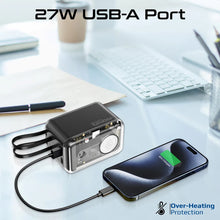 Load image into Gallery viewer, promate 65W Multi-Device Charging Transparent Power Bank with Built-In USB-C &amp; Lightning Cable
