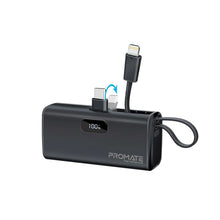 Load image into Gallery viewer, Promate Pocket Fast Charging Power Bank 5000mah with Foldable USB-C Connector and Lightning Cable
