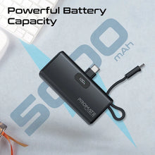 Load image into Gallery viewer, Promate Pocket Fast Charging Power Bank 5000mah with Foldable USB-C Connector and Lightning Cable
