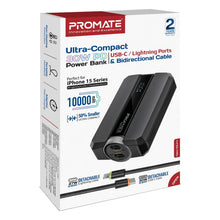 Load image into Gallery viewer, promate Ultra-Compact 30W PD Power Bank with USB-C / Lightning Ports

