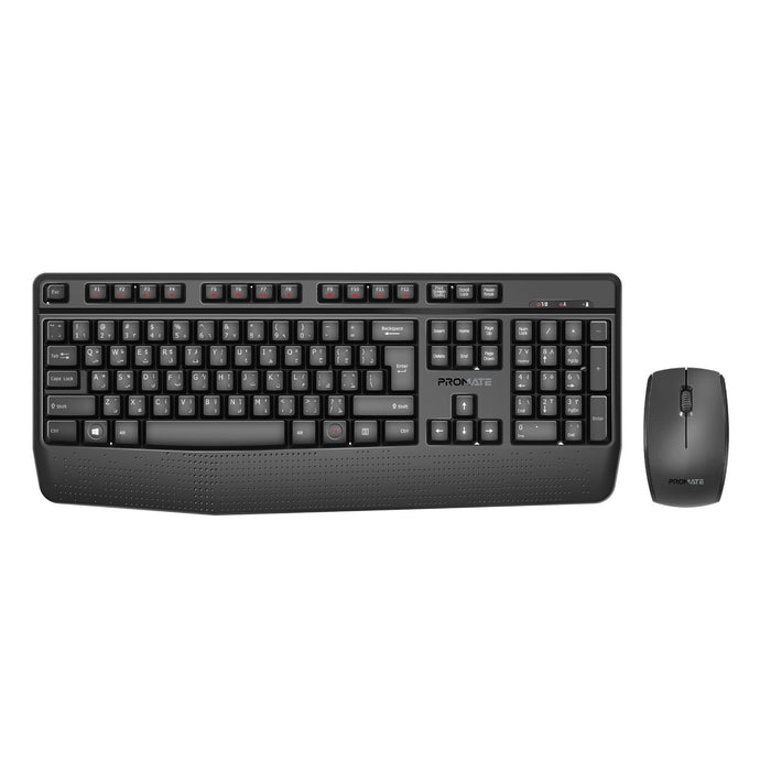 Promate Ergonomic wireless Multimedia keyborad plam resta Arabic/english