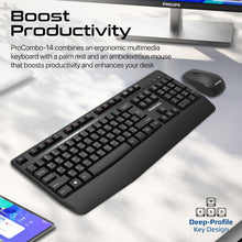 Load image into Gallery viewer, Promate Ergonomic wireless Multimedia keyborad plam resta Arabic/english
