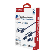 Load image into Gallery viewer, PROMATE 6-in-1 Hybrid Multi-Connector cable for Charging &amp; Data Transfer
