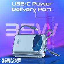 Load image into Gallery viewer, Promate Ultra Compact 35W SuperSpeed Power Bank20000mah with Built-In USB-C &amp; Lightning Cable
