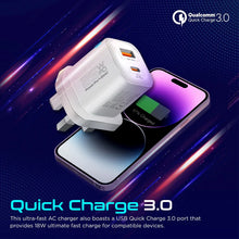 Load image into Gallery viewer, Promate Ultra-fast Dual Port Ac Charger With 25w Power Delivery And Qc 3.0
