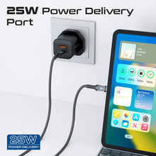 Load image into Gallery viewer, Promate 25W Dual Port Adapter Combo with 60W Fast Charging USB-C Cable
