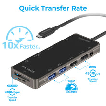 Load image into Gallery viewer, PROMATE 11 IN 1 Ultra-fast Multiport Usb-c Hub With 100w Power Delivery
