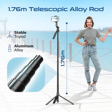 Load image into Gallery viewer, Promate 360° Ai Face Tracking Telescopic Selfie Stick with Auto Pop open Tripod Base
