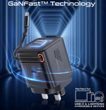 Load image into Gallery viewer, Promate GaNFast charging Adapter Retractable USB-C Cable 65w
