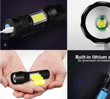 Load image into Gallery viewer, LED Bright flashlight  rechargeable via USB port.
