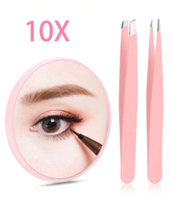 Load image into Gallery viewer, 10X Magnifying Mirror, Small Magnifying Mirror With Suction Cup And Tweezers
