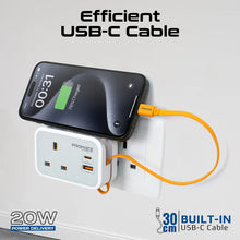 Load image into Gallery viewer, promate Multi-Function AC Socket Charger with Built-In 20W PD USB-C Cable
