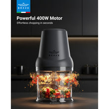 Load image into Gallery viewer, BRAVE Mini Electric Food Chopper 500ml 400W Motor with 4 Blades
