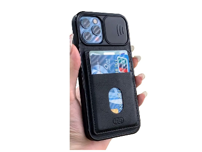 Case With And Slide Camera Protection And Card Holder For Iphone