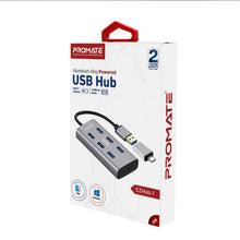 Load image into Gallery viewer, promate Aluminium Alloy Powered USB Hub • 7 USB 3.0 Ports • USB-C Adaptor • 5Gbps Transfer Rate • Data &amp; Charge

