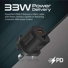 Load image into Gallery viewer, Promate 33w Super Speed Wall Charger With Quick Charge 3.0 Usb-c Power Delivery
