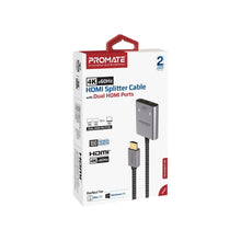 Load image into Gallery viewer, Promate 2-in-1 HDMI Splitter With 1m Cable Dual HDMIOutputs
