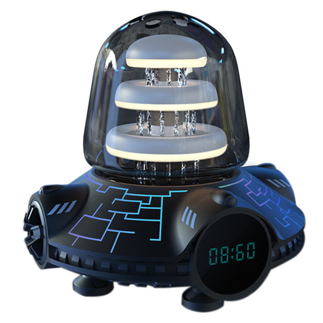 Bluetooth Speaker Table Desk Lamp Clock Audio RGB Rhythm Atmosphere Light Waterfall Bass Wireless Speakers