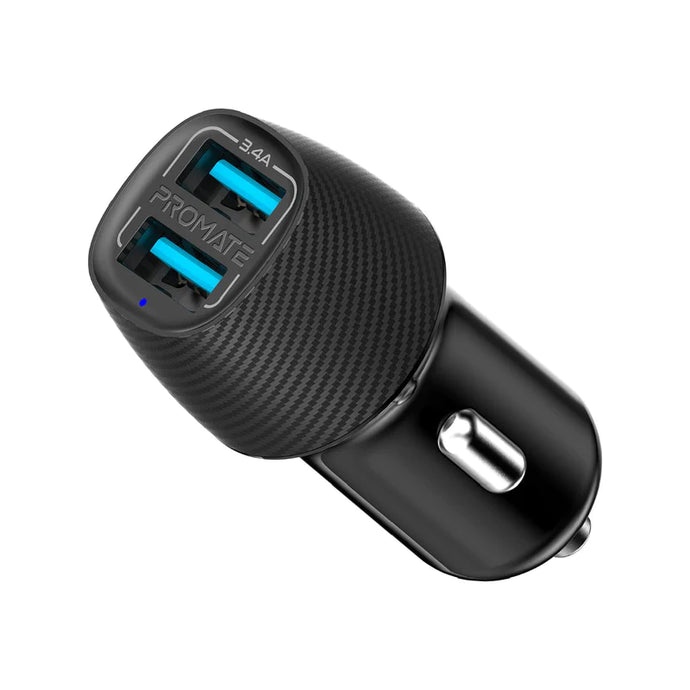 Promate 3.4A Car Charger With Dual USB Ports