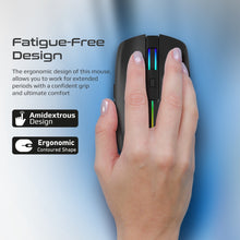 Load image into Gallery viewer, Promate 2.4GHz Wireless Ergonomic Optical Mouse with LED Rainbow Lights
